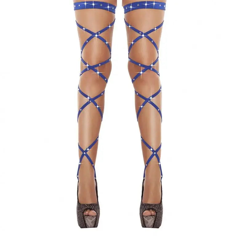 Glow Getter βπ Rhinestone Strappy Leg Wraps π| Sexy Sparkle for Pole, Rave & Festival Fits