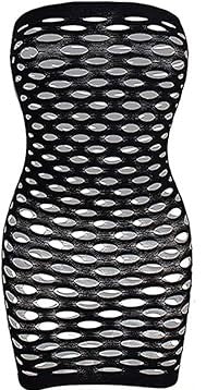🔥 Big Hole Fishnet Tube Dress Sexy Mesh Mini – One Size, 7 Colors 🌈 | Rave, Stripper, Pole Dancer Fit