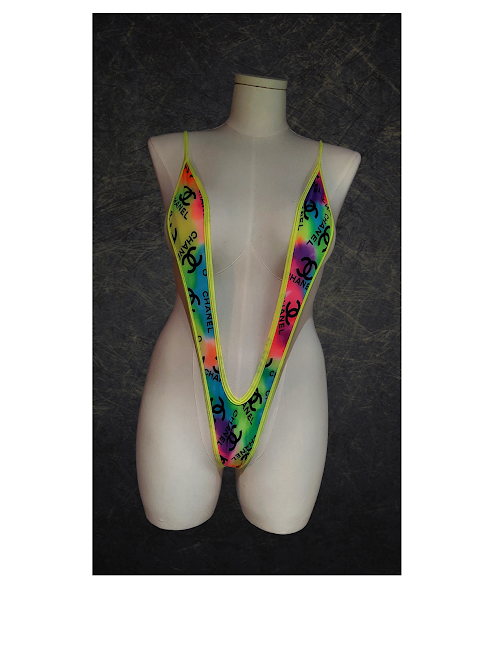 🌈Neon Designer Slingshot One-Piece – Strappy Ravewear Dance Outfit | UV Glow Festival Pole Stripper Fit🌈